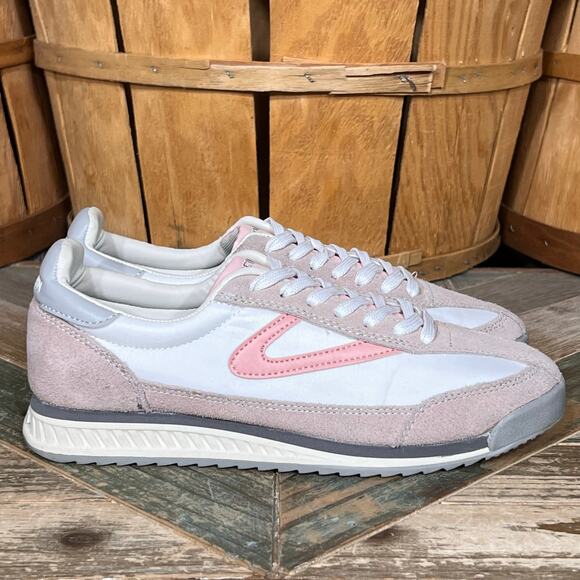 Tretorn Rawlins Pink White Gray Suede Synthetic Lace-Up Sneakers Womens Size 7 - Picture 1 of 11
